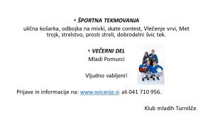 Vabilo KMT “Švicanje” 1